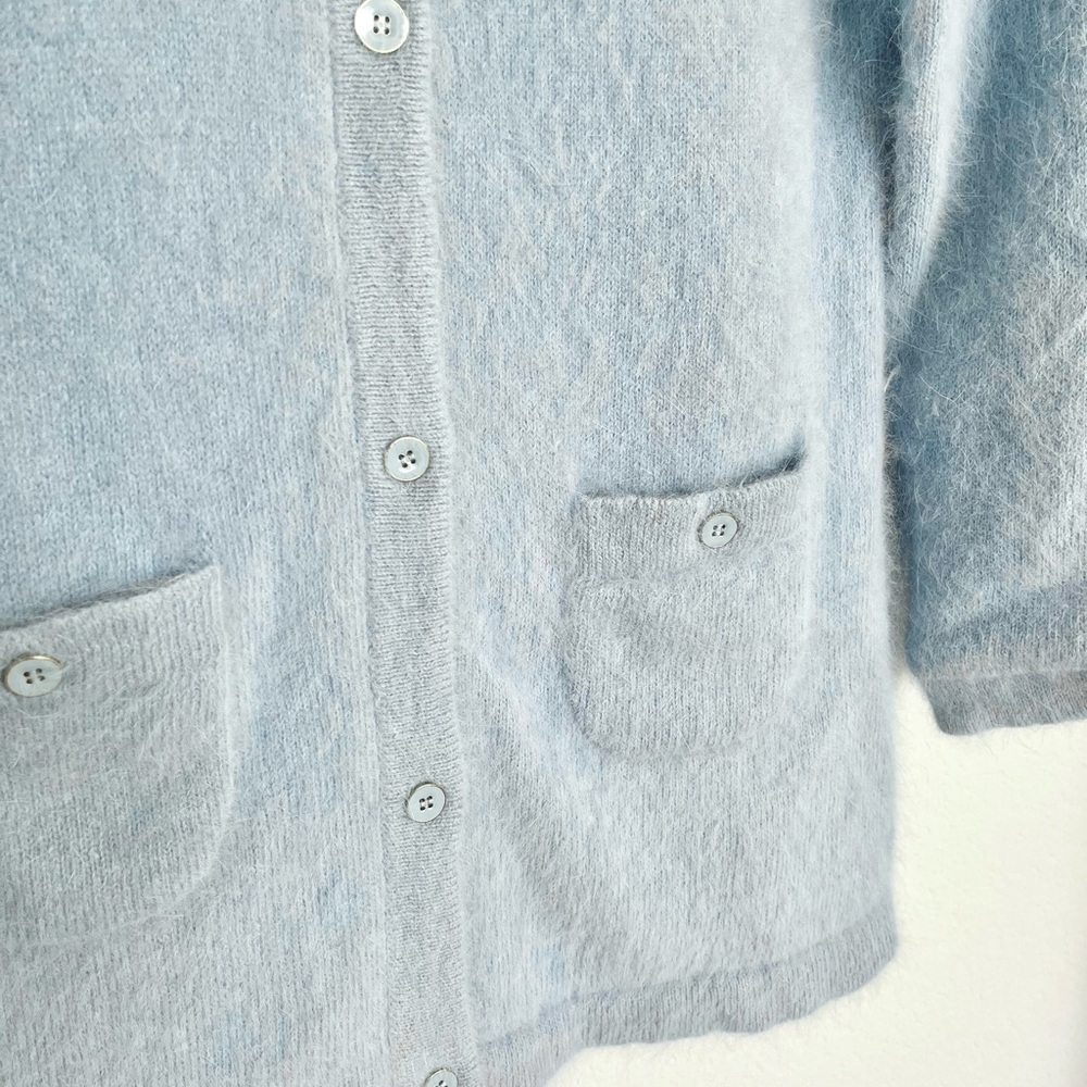 Patty Kim NY Jacket Womens Small S Baby Blue Angora Gold Button Preppy Cardigan - Picture 7 of 11